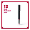Rollerball Pen, Stick, Fine 0.5 Mm, Red Ink, Black/Red/Clear Barrel, Dozen