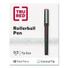 Rollerball Pen, Stick, Fine 0.5 Mm, Red Ink, Black/Red/Clear Barrel, Dozen