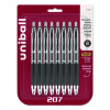 Signo 207 Gel Pen, Retractable, Medium 0.7 Mm, Black Ink, Clear/Black Barrel, 8/Pack