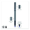 Deluxe Rollerball Pen, Stick, Extra-Fine 0.5 Mm, Blue Ink, Metallic Gray/Black/Blue Barrel, Dozen