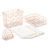 Letter-Size Desktop Fashion Filing Set, Rose Gold, (1) Rack, (3) Hanging Folders, (3) File Folders, (2) Trays,(1) Mail Sorter