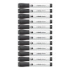 Chisel Tip Low-Odor Dry-Erase Markers With Erasers, Broad Chisel Tip, Black, Dozen