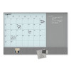 3N1 Magnetic Glass Dry Erase Combo Board, Monthly Planning, 24 x 18 (Actual Size: 23 x 17), Gray/White Surface, White Frame