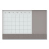 3N1 Magnetic Glass Dry Erase Combo Board, Monthly Planning, 48 x 36 (Actual Size: 47" x 35"), Gray/White Surface, White Frame