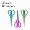U-Eco Scissors, 9.45" Long, 3" Cut Length, Straight Assorted Color Handles, 3/Pack