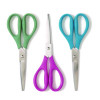 U-Eco Scissors, 9.45" Long, 3" Cut Length, Straight Assorted Color Handles, 3/Pack