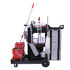 Restroomrx Janitorial Carts With 16 Qt Bucket, Plastic, 2 Shelves, 23.5 x 19 x 25, Black