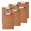 Hardboard Clipboard With Low-Profile Clip, 0.5" Clip Capacity, Holds 8.5 x 11 Sheets, Brown, 6/Pack