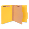 Pressboard Classification Folders, 2/5-Cut Tab, Expands 2", 1 Divider, 4 Fasteners, Letter Size, Yellow, 10/Box