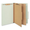 Pressboard Classification Folders, 2/5 Tab: Right Of Center, Expands 2", 2 Dividers, 6 Fasteners, Legal Size, Green, 10/Box