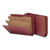 Red Pressboard End Tab Classification Folders, Straight Tab, Expands 2", 2 Dividers, 6 Fasteners, Letter Size, Red, 10/Box