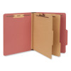 Heavy-Duty Pressboard Classification Folders, 2/5 Tab: Assorted, 2 Dividers, 6 Fasteners, Letter Size, Brick Red, 20/Box