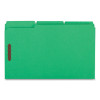 Deluxe Reinforced Top Tab Fastener Folders, 1/3-Cut Tab: Assorted, Expands 0.75", 2 Fasteners, Legal Size, Green, 50/Box