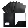 Two-Pocket Plastic Folders, Accommodates (100) 11 x 8.5 Sheets, Black, 10/Pack