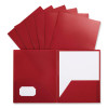 Two-Pocket Plastic Folders, Accommodates (100) 11 x 8.5 Sheets, Red, 10/Pack