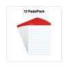 Perforated Ruled Writing Pads, Red Headband, Wide/Legal Rule, (50) White 8.5 x 11 Sheets, Dozen