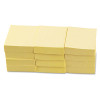 Recycled Self-Stick Note Pads, 1.5" x 2", Yellow, 100 Sheets/Pad, 12 Pads/Pack