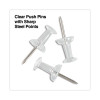 Clear Push Pins, Plastic, Clear, 0.38", 400/Pack