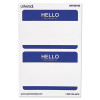 Hello Self-Adhesive Name Badges, 3.5 x 2.25, White/Blue, 100/Pack