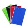 Wirebound Notebook, 3-Subject, Medium/College Rule, Assorted Cover Colors, (120) 9.5 x 6 Sheets, 4/Pack