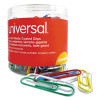 Plastic-Coated Paper Clips With One-Compartment Dispenser Tub, Jumbo, Assorted Colors, 250/Pack