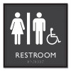 Ada Sign, Unisex Accessible Restroom, Plastic, 8 x 8, Clear/White