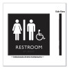 Ada Sign, Unisex Accessible Restroom, Plastic, 8 x 8, Clear/White