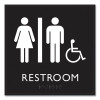 Ada Sign, Unisex Accessible Restroom, Plastic, 8 x 8, Clear/White