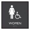 Ada Sign, Women Accessible, Plastic, 8 x8, Clear/White