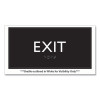 Ada Sign, Exit, Plastic, 4 x 4, Clear/White