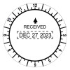 Time And Date Received Round Stamp, Conventional, 2" Diameter