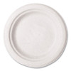 Molded Fiber Tableware, Compostable, Plate, Sugarcane, 6" Dia, White, 1,000/Carton
