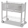 File Cart With Open Top, Metal, 1 Shelf, 2 Bins, 28.25" x 13.75" x 27.38", Matte Gray
