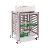 File Cart With Open Top, Metal, 1 Shelf, 2 Bins, 28.25" x 13.75" x 27.38", Matte Gray
