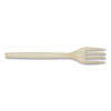 Ecosense Renewable Plant Starch Cutlery, Fork, Plastic, Cream, 50/Pack