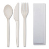 Ecosense Renewable Psm Wrapped Cutlery Kit, Fork/Knife/Napkin/Spoon, Plastic, White, 250/Carton