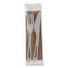 Tpla Wrapped Cutlery, Fork/Knife/Napkin, Plastic, Light Beige, 500/Carton