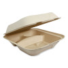 Fiber Hinged Takeout Containers, 3 Compartments, 8.8 x 8.2 x 2.9, Natural, Paper, 300/Carton