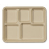 Fiber Foodservice Trays, 5 Compartments, 8.5 x 10.24 x 1.01, Natural, Paper, 400/Carton