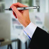 F-301 Ballpoint Pen, Retractable, Fine 0.7 Mm, Black Ink, Stainless Steel/Black Barrel, Dozen