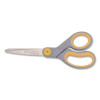Titanium Bonded Scissors, 8" Long, 3.5" Cut Length, Straight Gray/Yellow Handle
