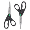 Kleenearth Scissors, 8" Long, 3.25" Cut Length, Straight Black Handle, 2/Pack