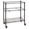 Two-Tier File Cart For Front-To-Back + Side-To-Side Filing, Metal, 1 Shelf, 3 Bins, 26" x 14" x 29.5", Black