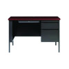 Single Pedestal Steel Desk, 45" x 24" x 29.5", Mahogany/Charcoal, Charcoal Legs