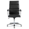 Alera Neratoli High-Back Slim Profile Chair, Faux Leather, 275 Lb Cap, 17.32" To 21.25" Seat Height, Black Seat/Back, Chrome