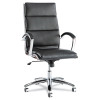 Alera Neratoli High-Back Slim Profile Chair, Faux Leather, 275 Lb Cap, 17.32" To 21.25" Seat Height, Black Seat/Back, Chrome