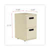File Pedestal, Left Or Right, 2 Legal/Letter-Size File Drawers, Putty, 14.96" X 19.29" X 27.75"