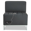 Alera Qub Series Armless L Sectional, Charging Station Center Seat, Ac Outlet, (2) Usb Ports, 26.38" x 26.38" x 30.5", Black