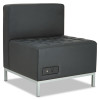 Alera Qub Series Armless L Sectional, Charging Station Center Seat, Ac Outlet, (2) Usb Ports, 26.38" x 26.38" x 30.5", Black