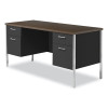 Double Pedestal Steel Credenza, 60w X 24d X 29.5h, Mocha/Black